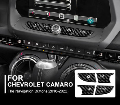 2016- 24 Camaro Carbon Fiber Radio Navigation Button Covers (Black/Red) | Next-Gen Carbon