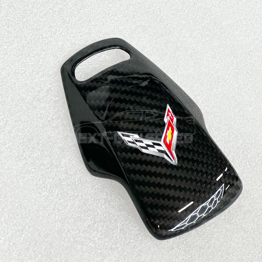 C8 Corvette Carbon Fiber Mode Selector Cover (With/Without Logo) | Black / Red / Blue Carbon
