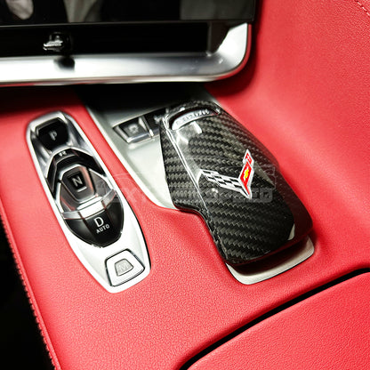C8 Corvette Carbon Fiber Mode Selector Cover (With/Without Logo) | Black / Red / Blue Carbon