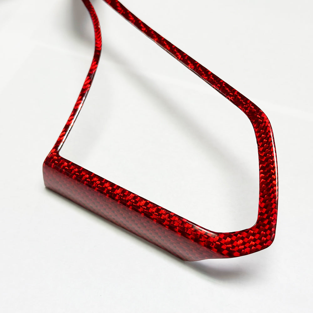 C8 Corvette Carbon Fiber Steering Wheel Chrome Button Trim Covers | Black/Red/Blue