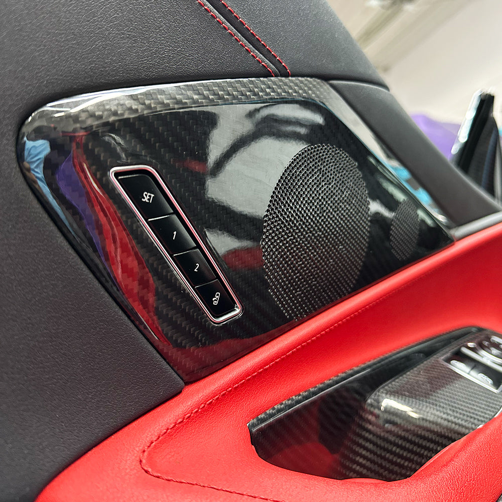 C8 Corvette Carbon Fiber Interior Door Speaker Covers (Black / Red / Blue)
