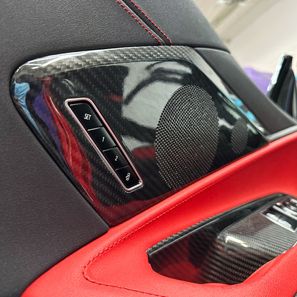 C8 Corvette Carbon Fiber Interior Door Speaker Covers (Black / Red / Blue)