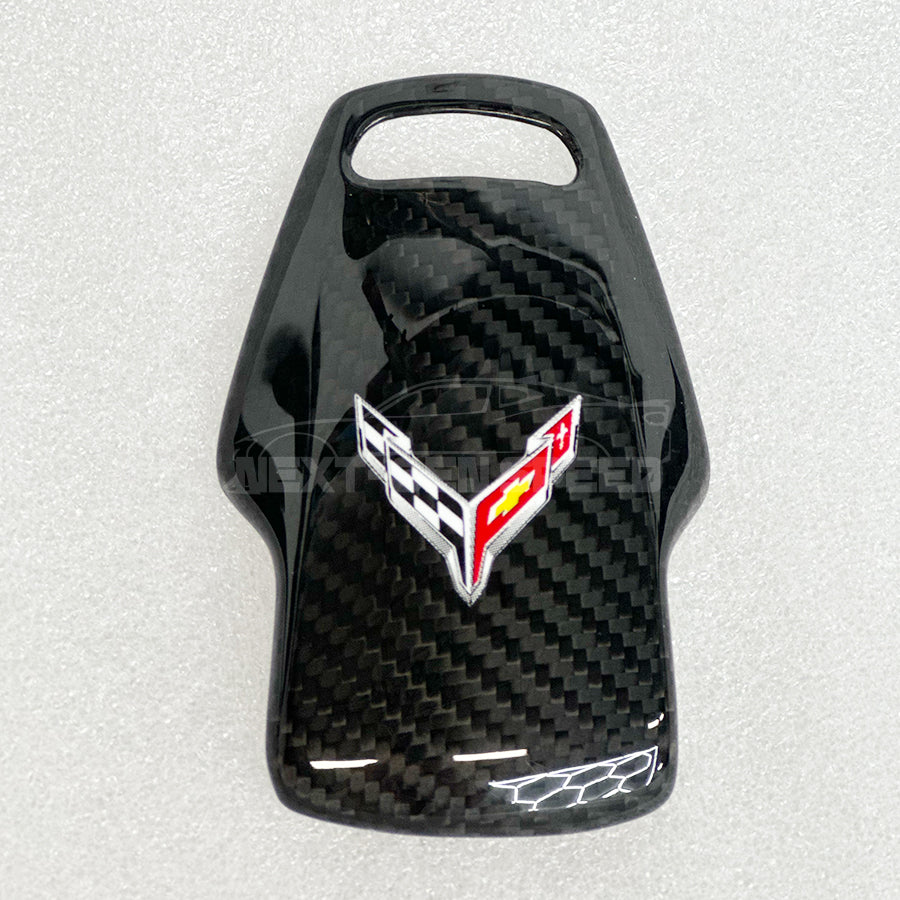 C8 Corvette Carbon Fiber Mode Selector Cover (With/Without Logo) | Black / Red / Blue Carbon