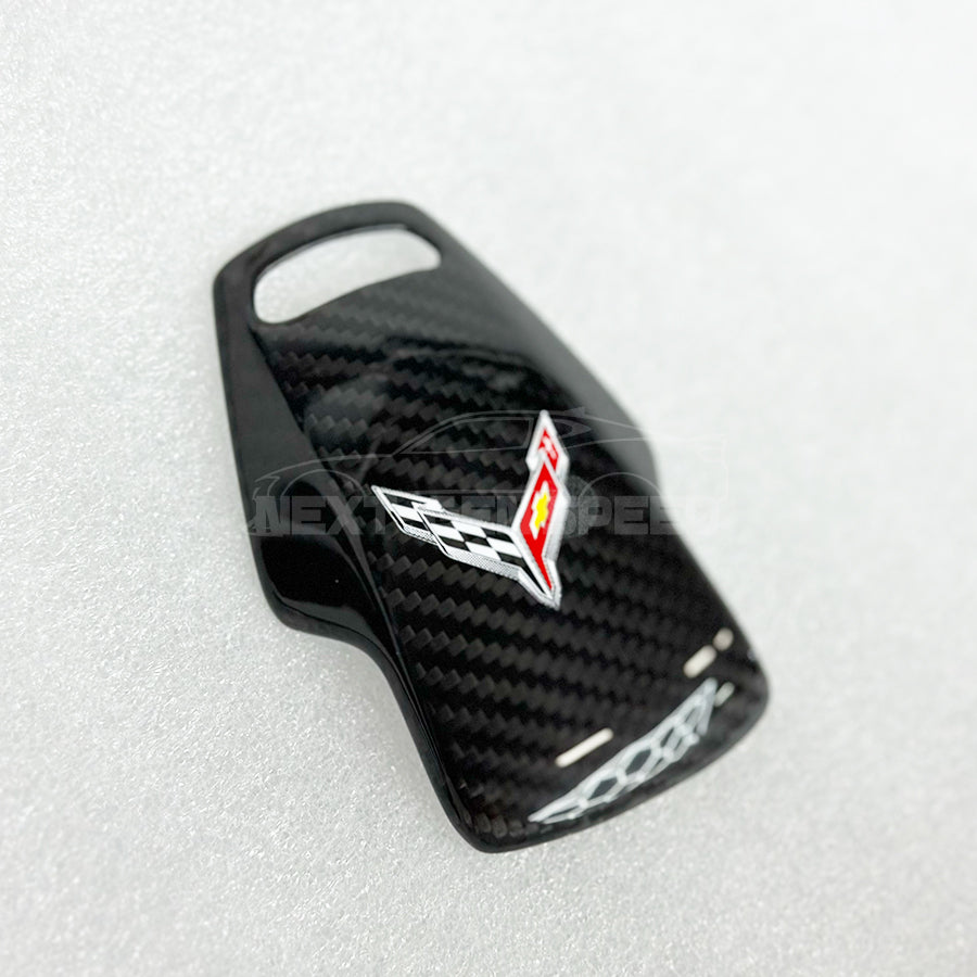 C8 Corvette Carbon Fiber Mode Selector Cover (With/Without Logo) | Black / Red / Blue Carbon