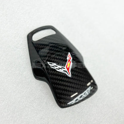 C8 Corvette Carbon Fiber Mode Selector Cover (With/Without Logo) | Black / Red / Blue Carbon