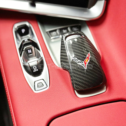 C8 Corvette Carbon Fiber Mode Selector Cover (With/Without Logo) | Black / Red / Blue Carbon