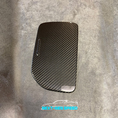 C8 Corvette Carbon Fiber Cup Holder Lid Cover | Black / Red