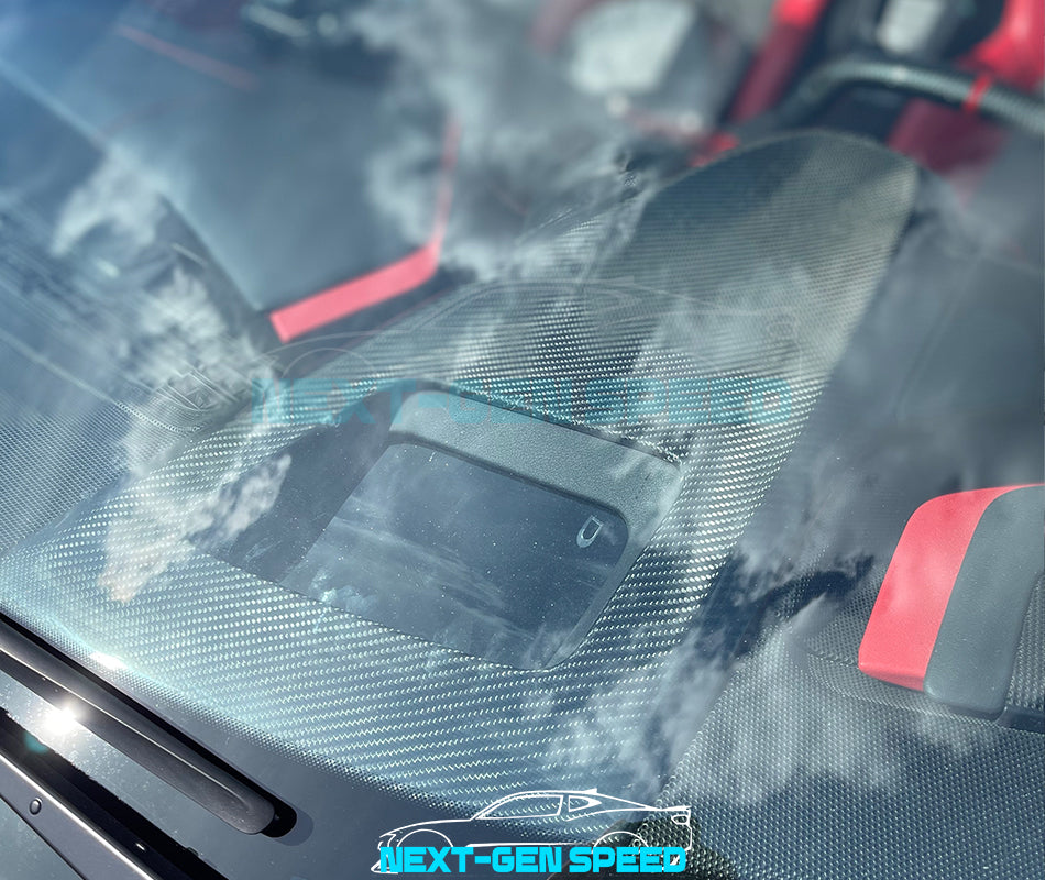 C8 Corvette Carbon Fiber Upper Dash Pad Cover | Black / Red