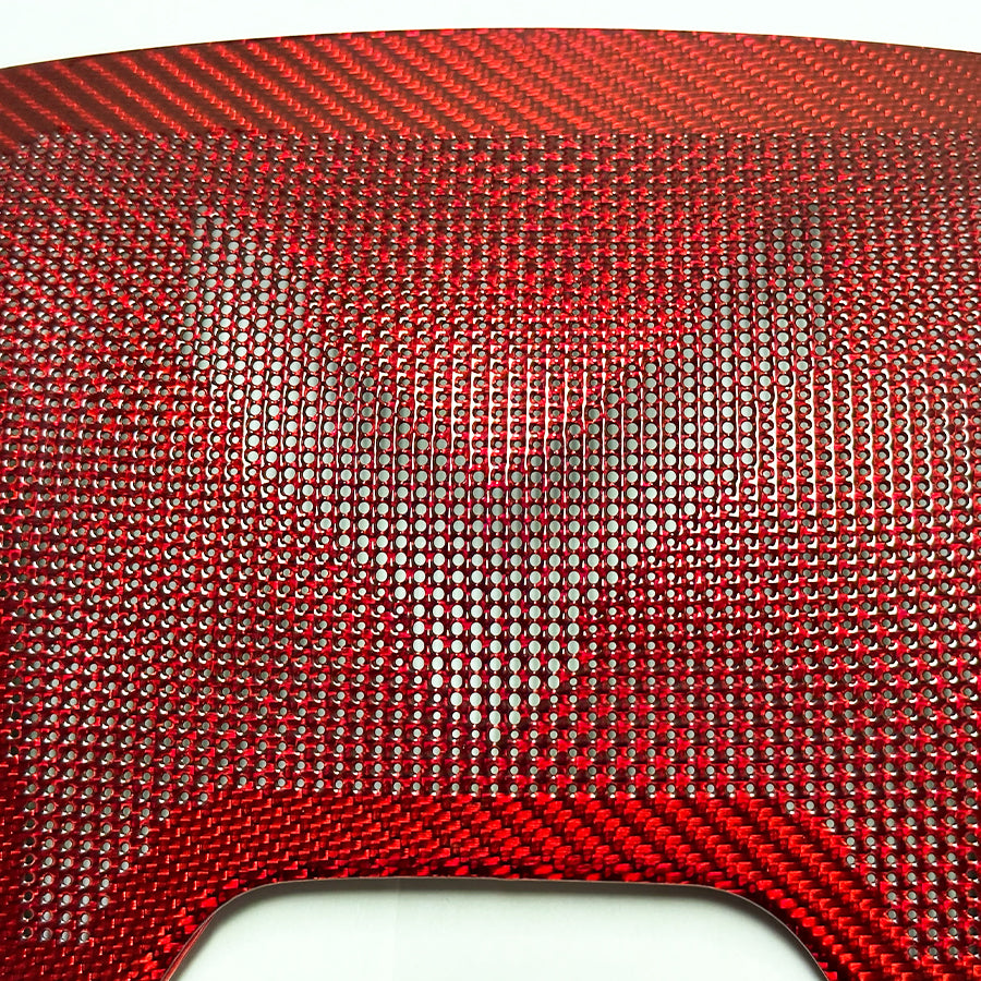 C8 Corvette Carbon Fiber Interior Subwoofer Speaker Cover | Black / Red Carbon