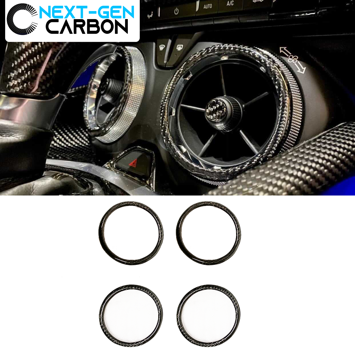 2016-24 6th Gen Camaro Carbon Fiber Air Vent Bezel Ring Covers | Next-Gen Carbon