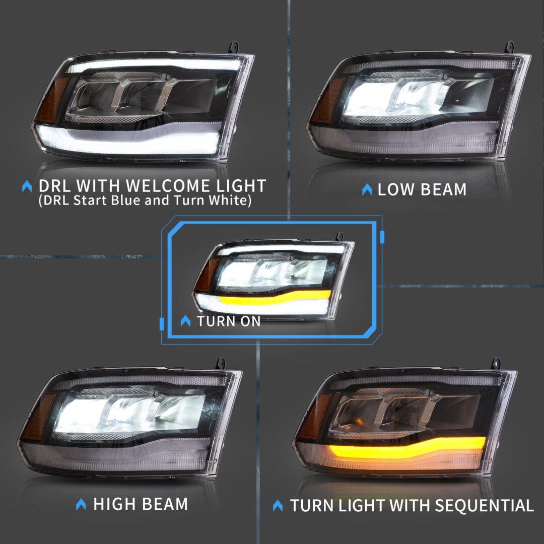 Full LED Headlights | 2019 - 22 Ram 1500 Classic | 2009 - 18 Ram 1500/2500/3500