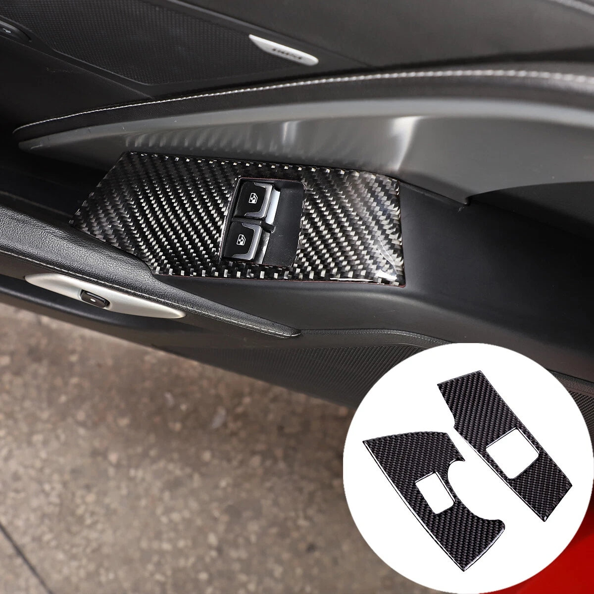 2014 - 19 C7 Corvette Carbon Fiber Window Switch Trim Covers | Next-Gen Carbon