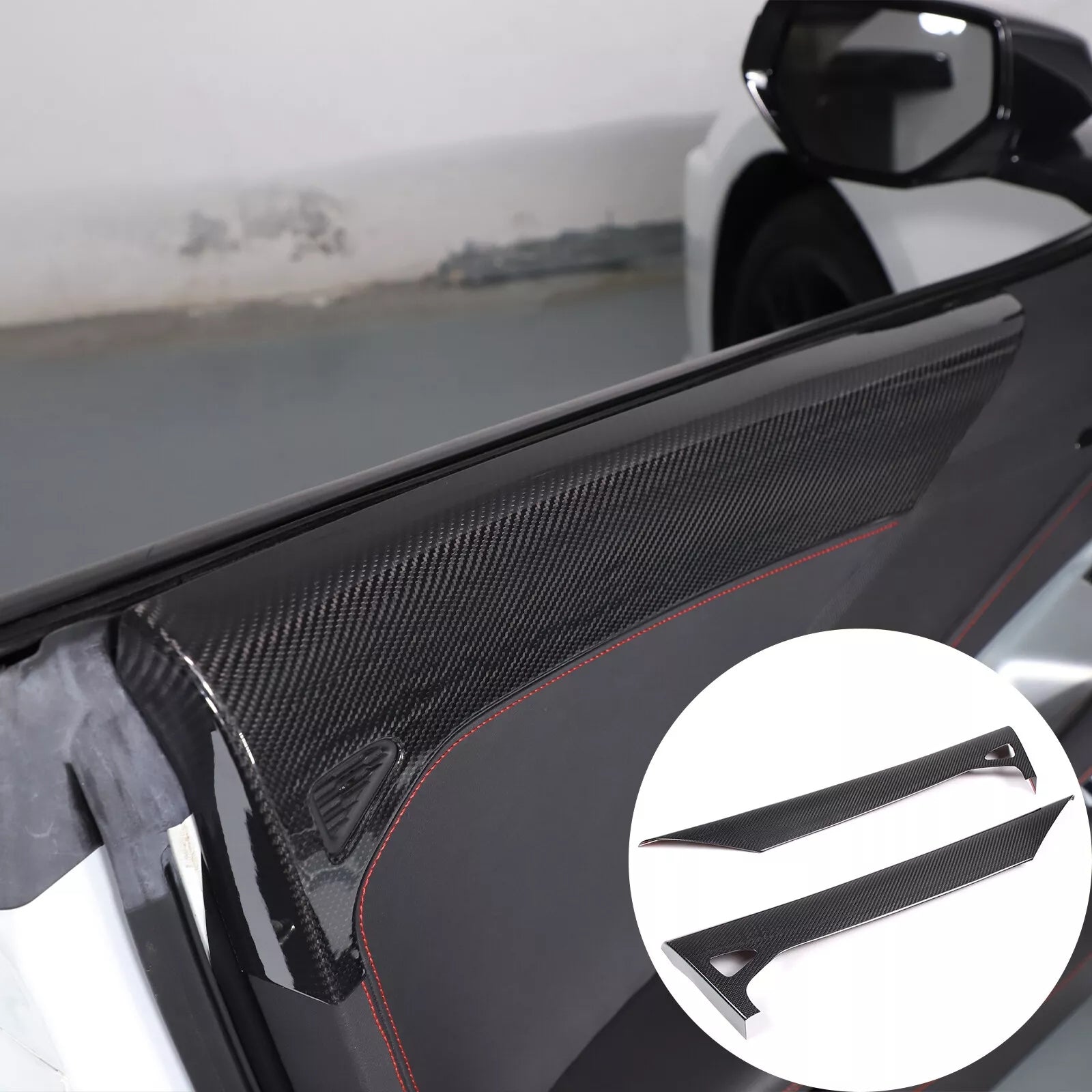 C8 Corvette Carbon Fiber Interior Inner Door Upper Covers | Next-Gen Carbon