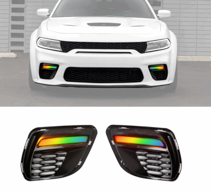 Dodge Charger Widebody Flow RGB DRL Fog Light Trim Covers image 0