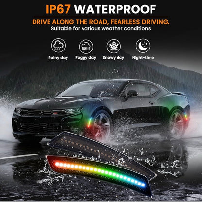 2016 - 24 Camaro Smoked RGB LED Side Markers image 6