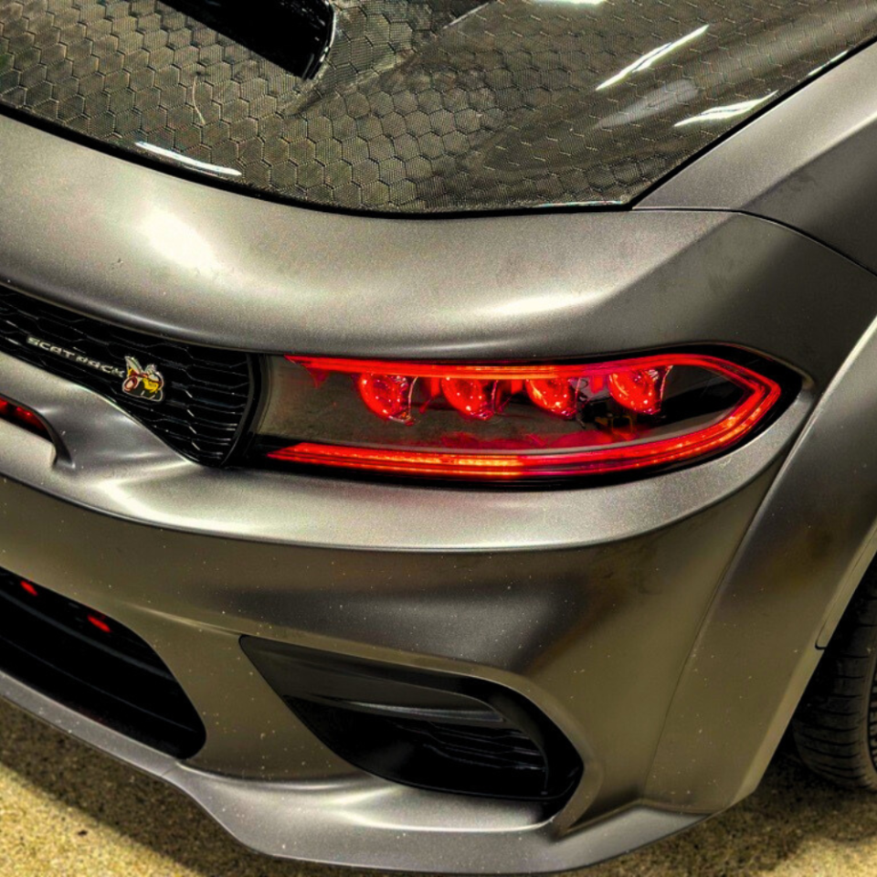 2015 - 23 Charger Prebuilt RGB Flow Nova-Series Black LED Projector Headlights image 4