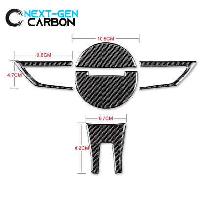 2010 - 12 Camaro Real Carbon Fiber Steering Wheel Trim Cover Kit | Black / Red Carbon