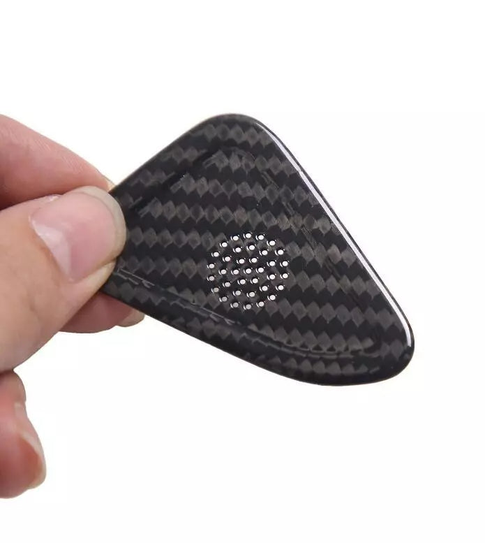 C8 Corvette Carbon Fiber Door Mic Speaker Covers | Black / Red