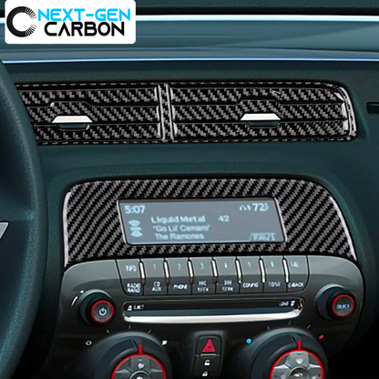 2010 - 12 Camaro Carbon Fiber Center Vent Trim Overlay | Black / Red Carbon