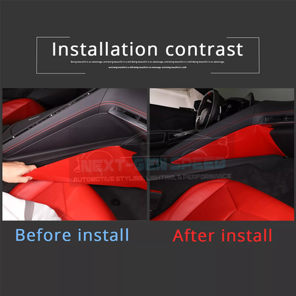 C8 Corvette Red Interior ABS Center Console Side Panel Covers
