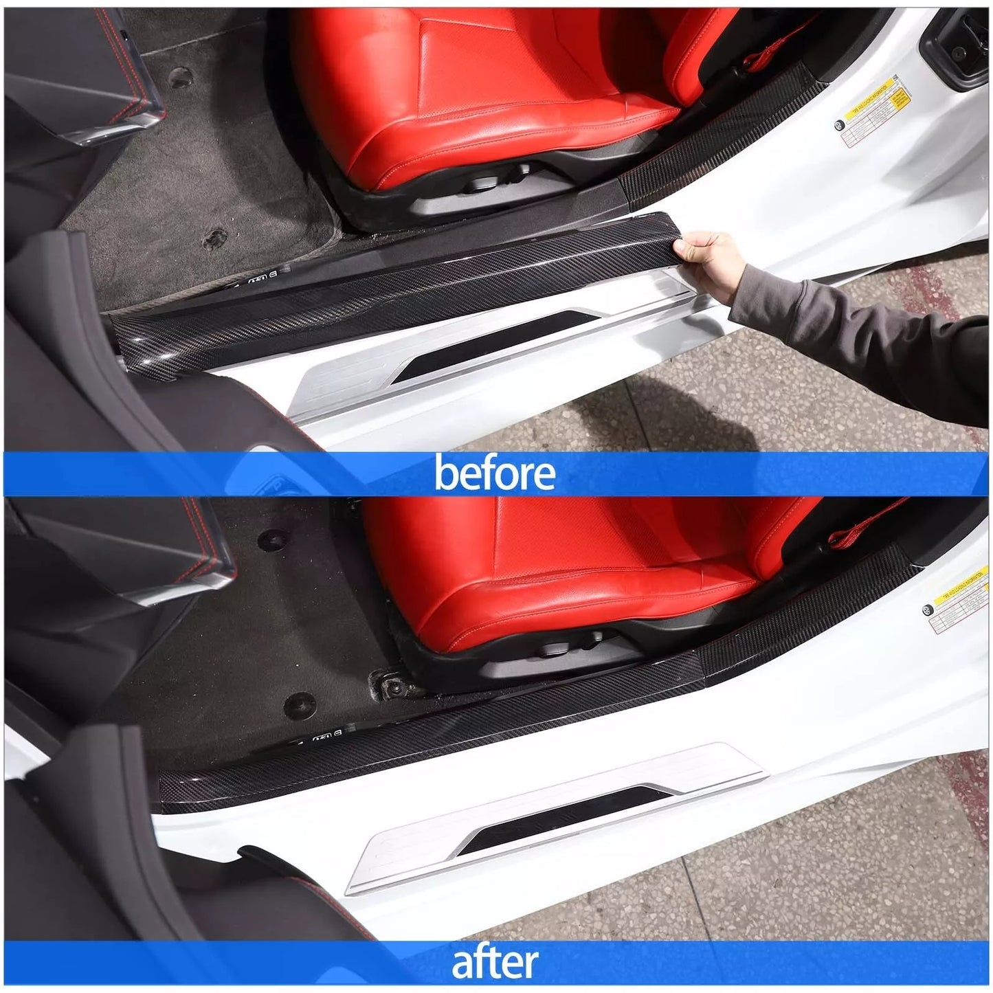 C8 Corvette Carbon Fiber Full Interior Door Entry Covers