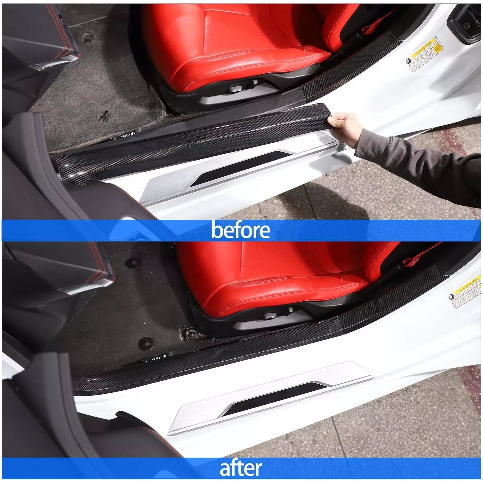 C8 Corvette Carbon Fiber Full Interior Door Entry Covers