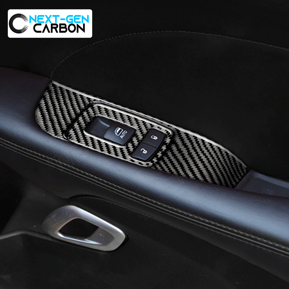 2015 - 24 Dodge Challenger Carbon Fiber Window Switch Panel Covers | Next-Gen Carbon