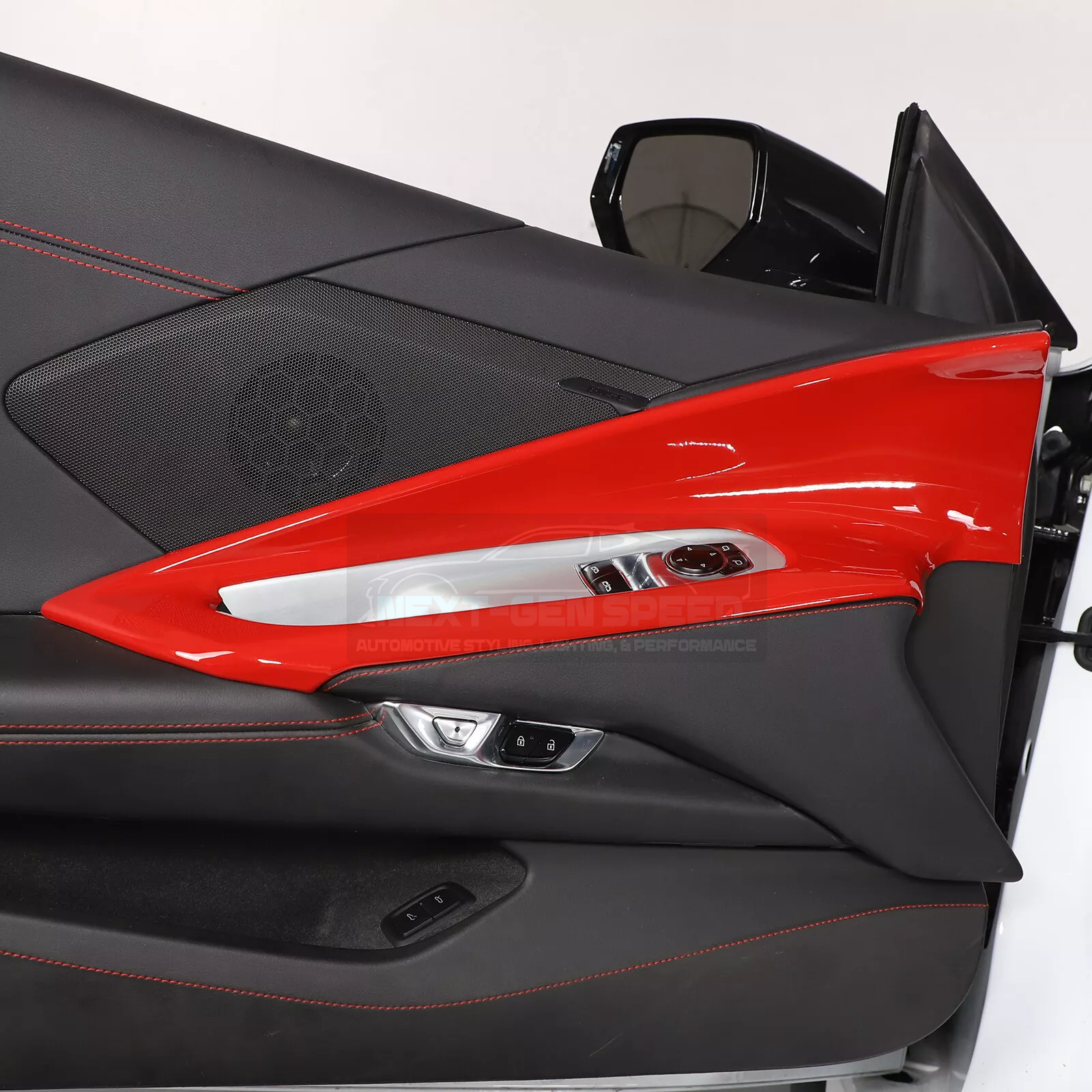 C8 Corvette Red Interior ABS Window Switch Frame Covers