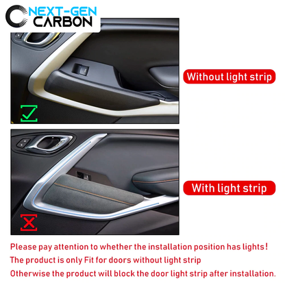 2016 - 24 Camaro Carbon Fiber Door Trim Surround Cover (With Light/Without Light)