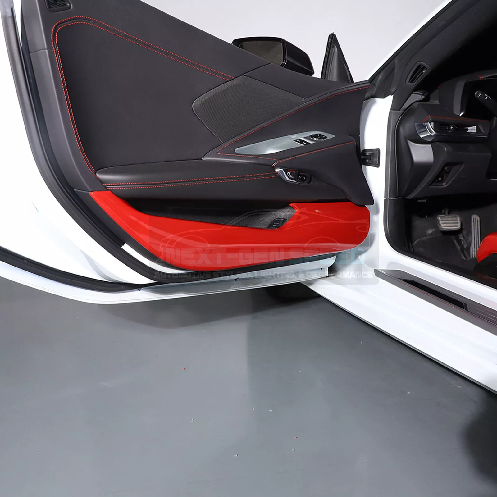 C8 Corvette Red Interior ABS Door Kick Panel Covers