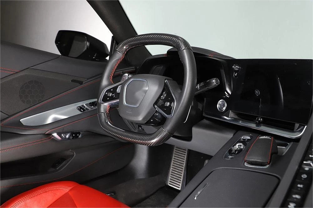 C8 Corvette Real Carbon Fiber Steering Wheel Conversion Cover Kit | Stingray / Z06