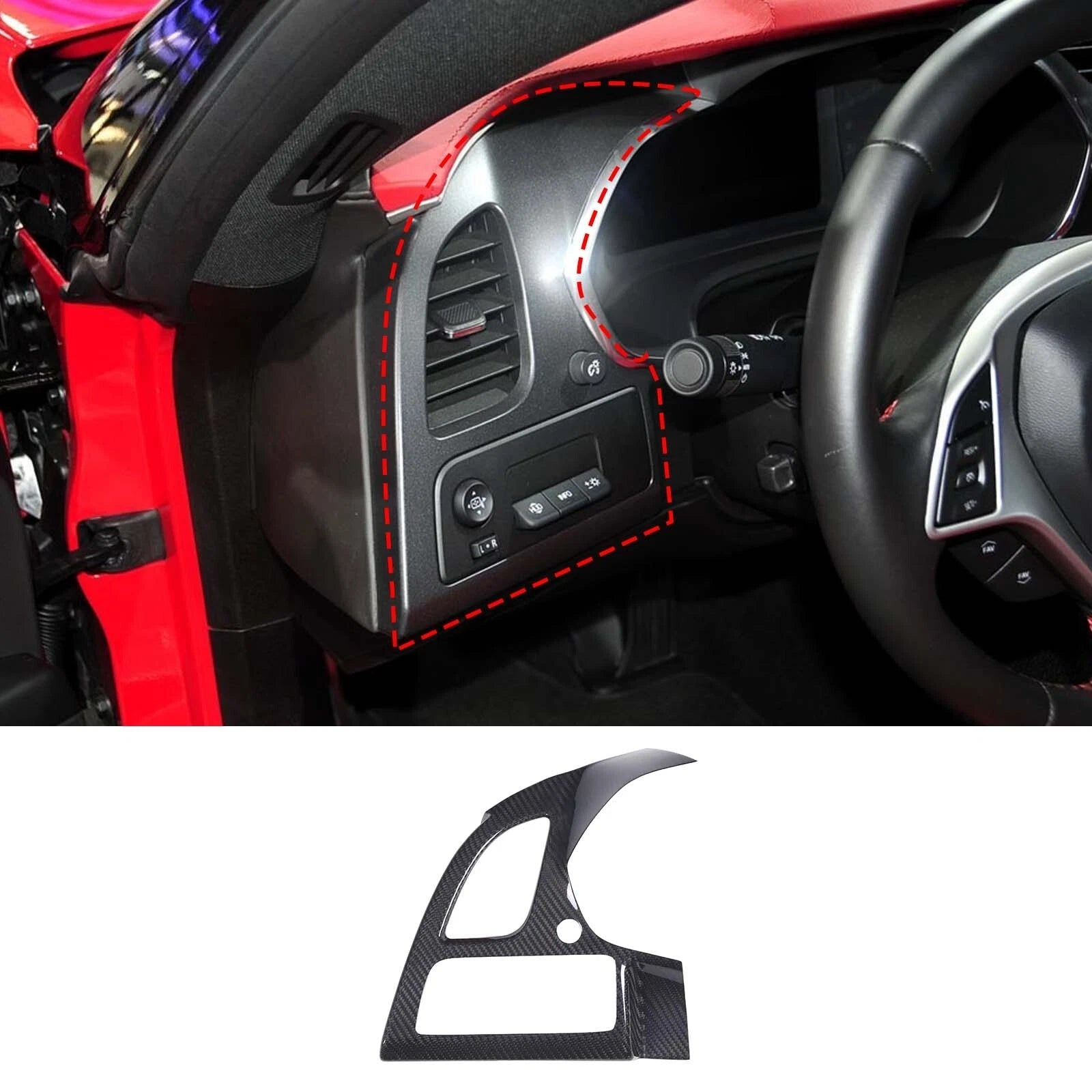 2014 - 19 C7 Corvette Real Carbon Fiber LH Dashboard Vent Panel Cover | Next-Gen Carbon