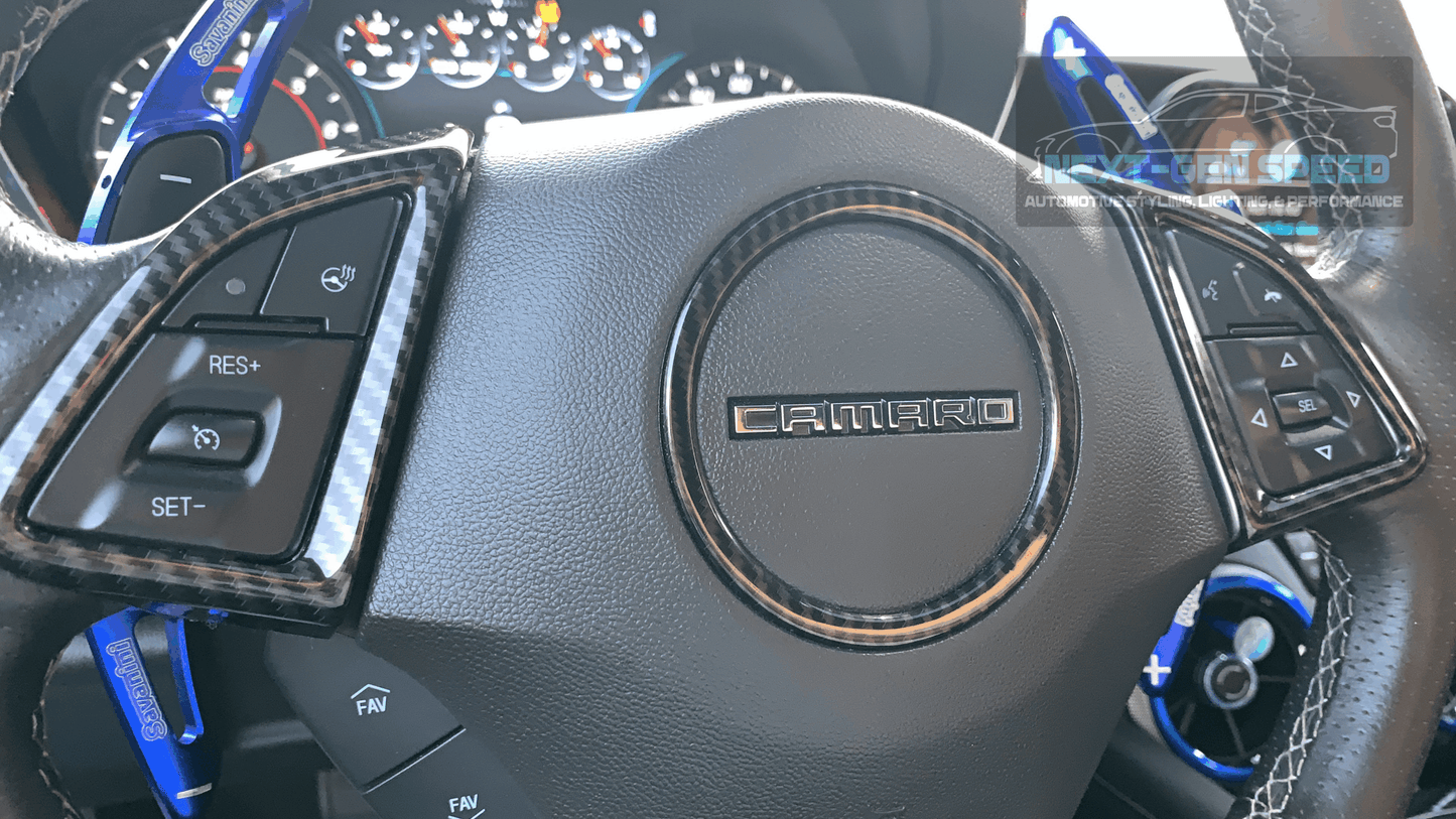 2016 - 24 Camaro Steering Wheel Trim Cover Kit  | Colored / Carbon Fiber image 4