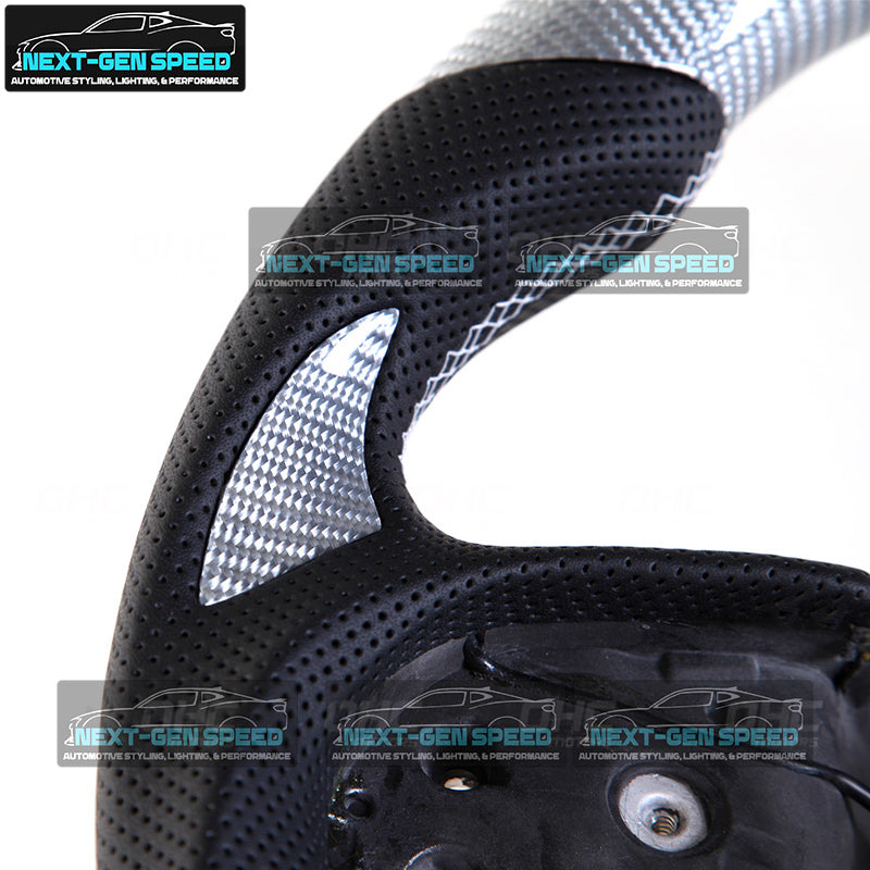 2015 - 23 Dodge Charger / Challenger / Durango / Track Hawk SRT LED White Carbon Fiber Leather Steering Wheel | Next-Gen Carbon