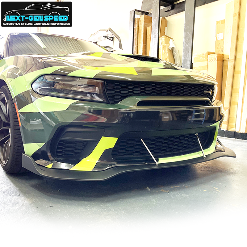 2020 - 23 Charger Widebody Matte Black Front Bumper Lip 3PC