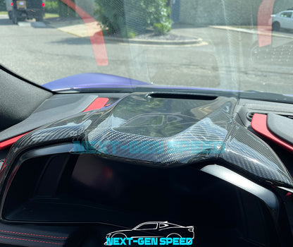 C8 Corvette Carbon Fiber Upper Dash Pad Cover | Black / Red