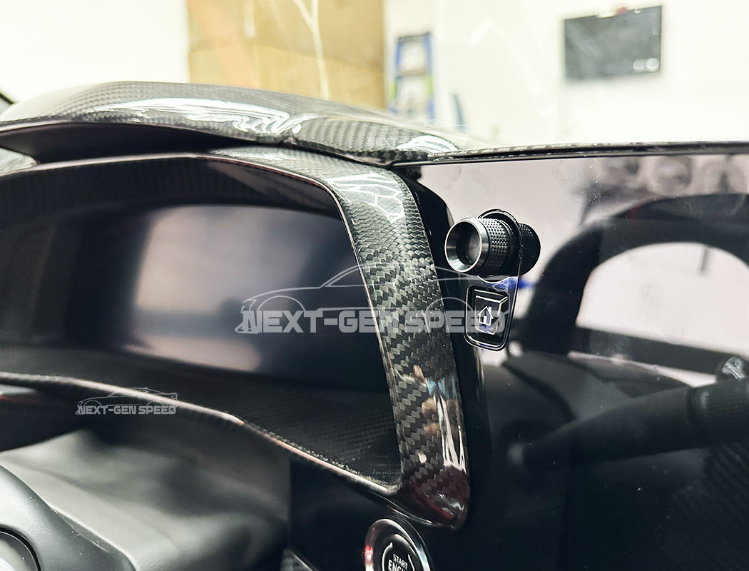 C8 Corvette Carbon Fiber Speedometer Gauge Cluster Interior Cover | Black / Red
