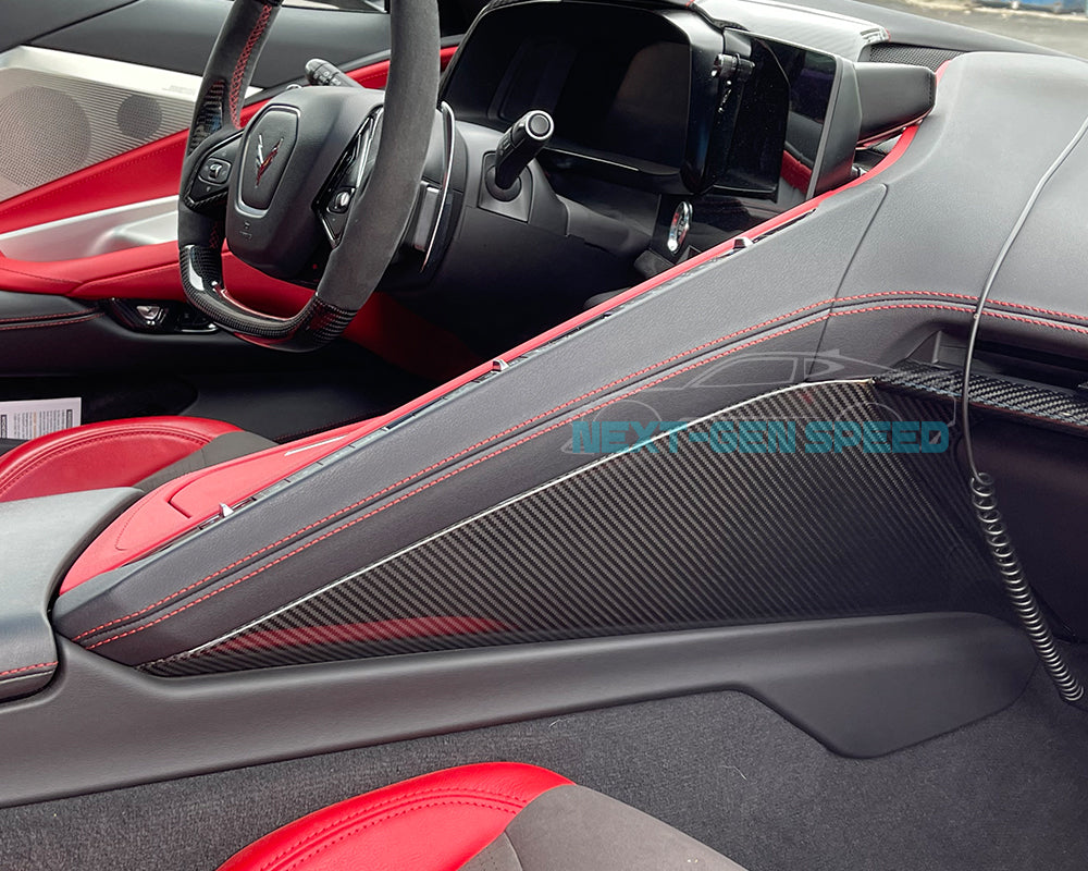 C8 Corvette Carbon Fiber Center Console Side Panel Covers | Next-Gen Carbon
