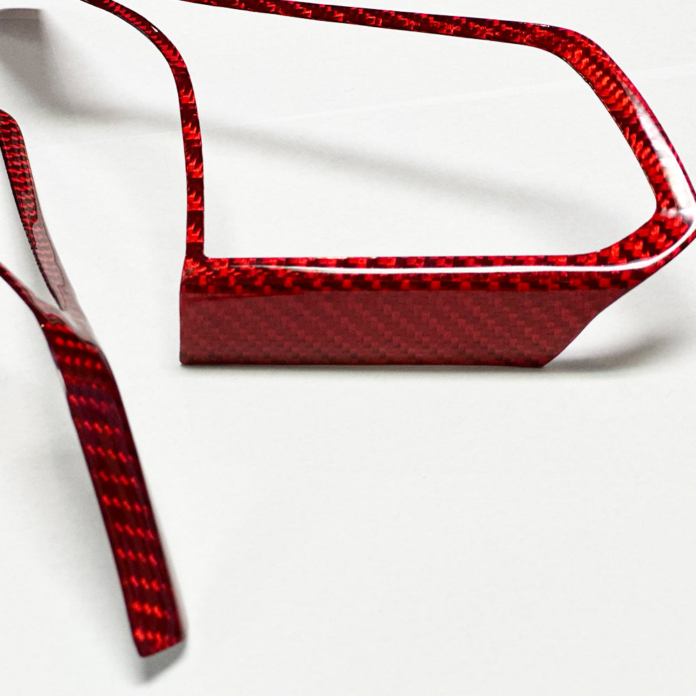 C8 Corvette Carbon Fiber Steering Wheel Chrome Button Trim Covers | Black/Red/Blue