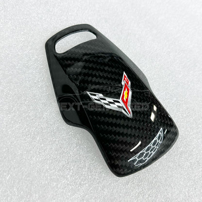 C8 Corvette Carbon Fiber Mode Selector Cover (With/Without Logo) | Black / Red / Blue Carbon