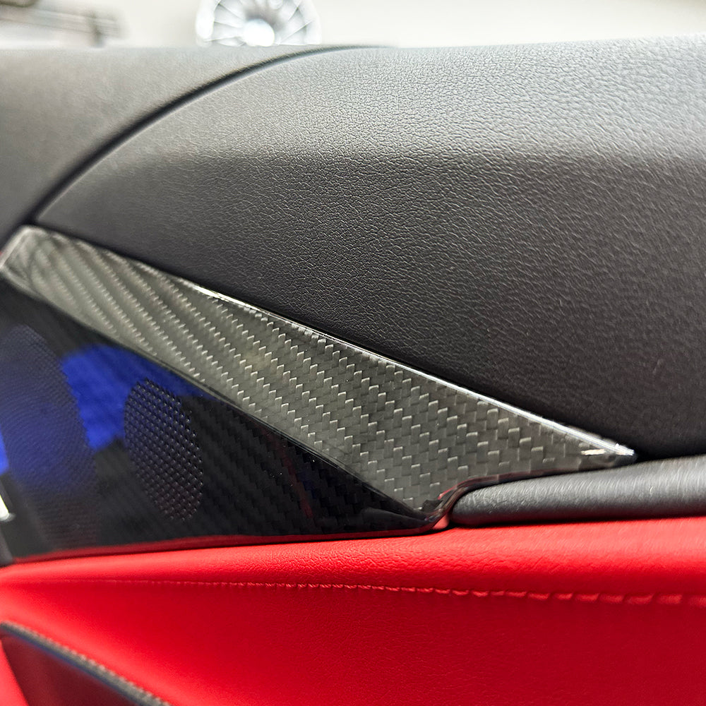 C8 Corvette Carbon Fiber Interior Door Speaker Covers (Black / Red / Blue)