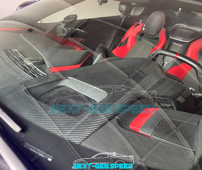 C8 Corvette Carbon Fiber Upper Dash Pad Cover | Black / Red