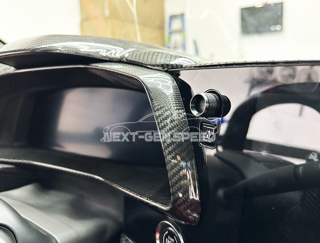 C8 Corvette Carbon Fiber Speedometer Gauge Cluster Interior Cover | Black / Red