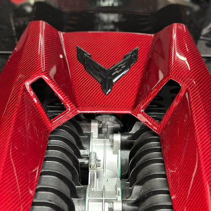 C8 Corvette Z06 LT6 Carbon Fiber Engine Cover | Black / Red Carbon