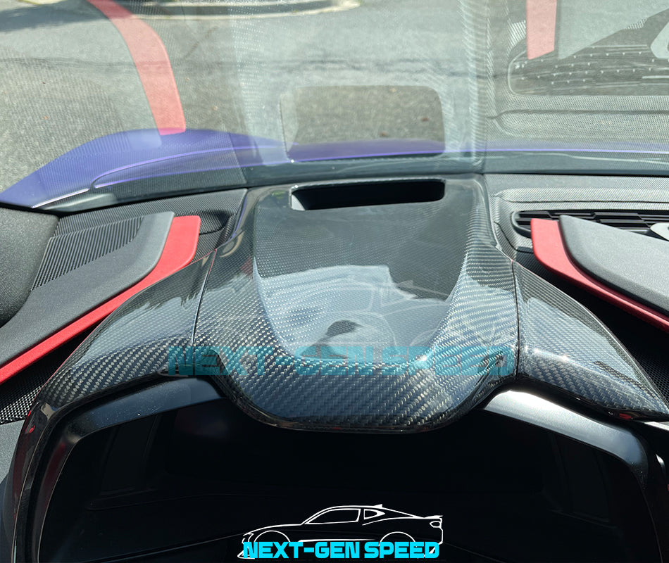 C8 Corvette Carbon Fiber Upper Dash Pad Cover | Black / Red