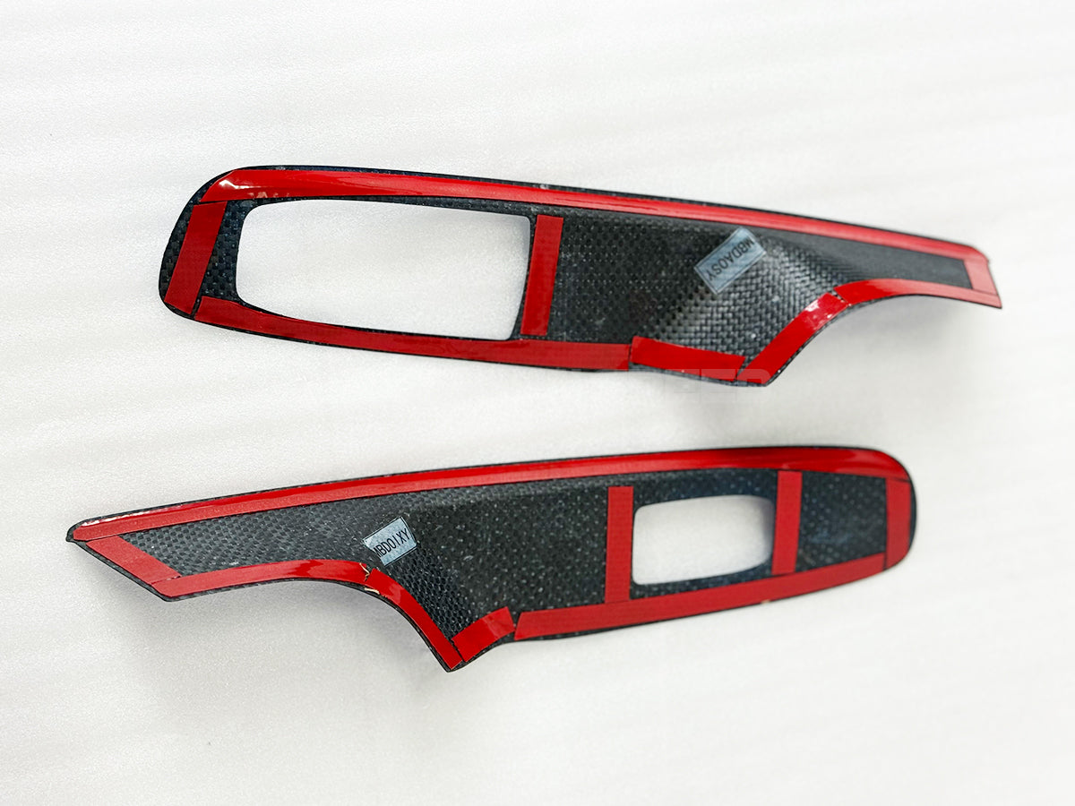 C8 Corvette Carbon Fiber Window Switch Panel Covers (Coupe/Convertible) | Black / Red / Blue Carbon