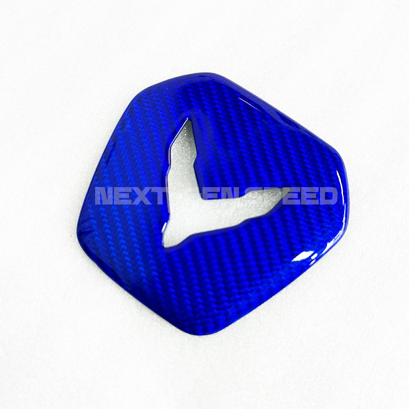 C8 Corvette Hard Carbon Fiber Center Steering Wheel Cover | Black / Red | Blue Carbon