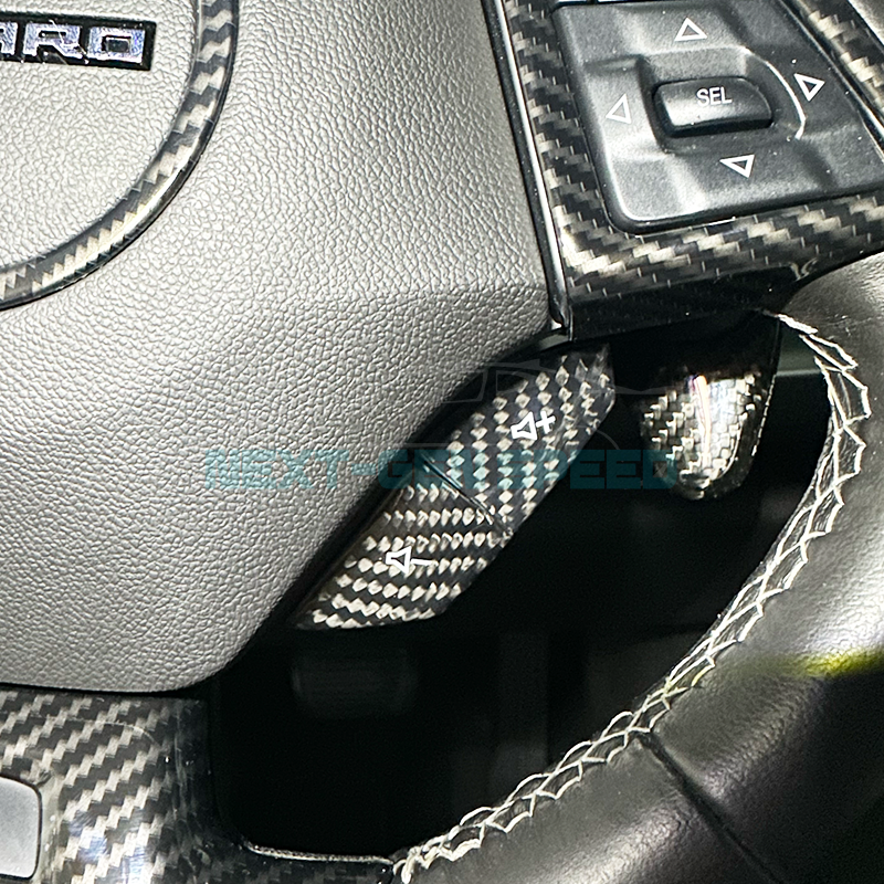 2016 - 24 Camaro Carbon Fiber Steering Volume / Fav Button Covers (Black/Red)
