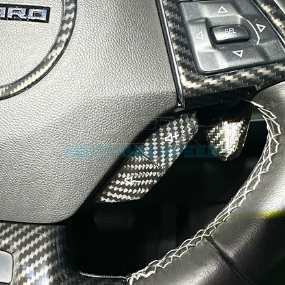 2016 - 24 Camaro Carbon Fiber Steering Volume / Fav Button Covers (Black/Red)