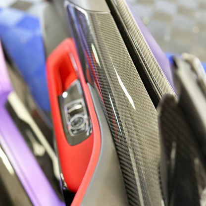 C8 Corvette Carbon Fiber Interior Door Upper Covers | Next-Gen Carbon